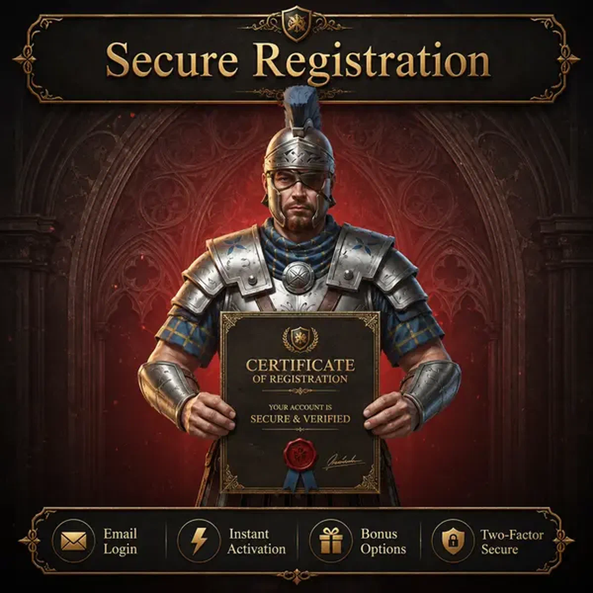 Legiano Centurion präsentiert Registrierungszertifikat, während sich neuer Spieler sicher anmeldet
