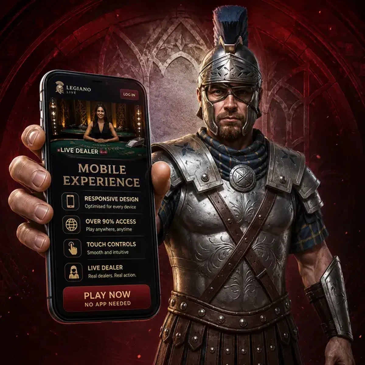 Legiano Mobile Experience Zenturio zeigt Live-Dealer-Interface auf Smartphone-Bildschirm